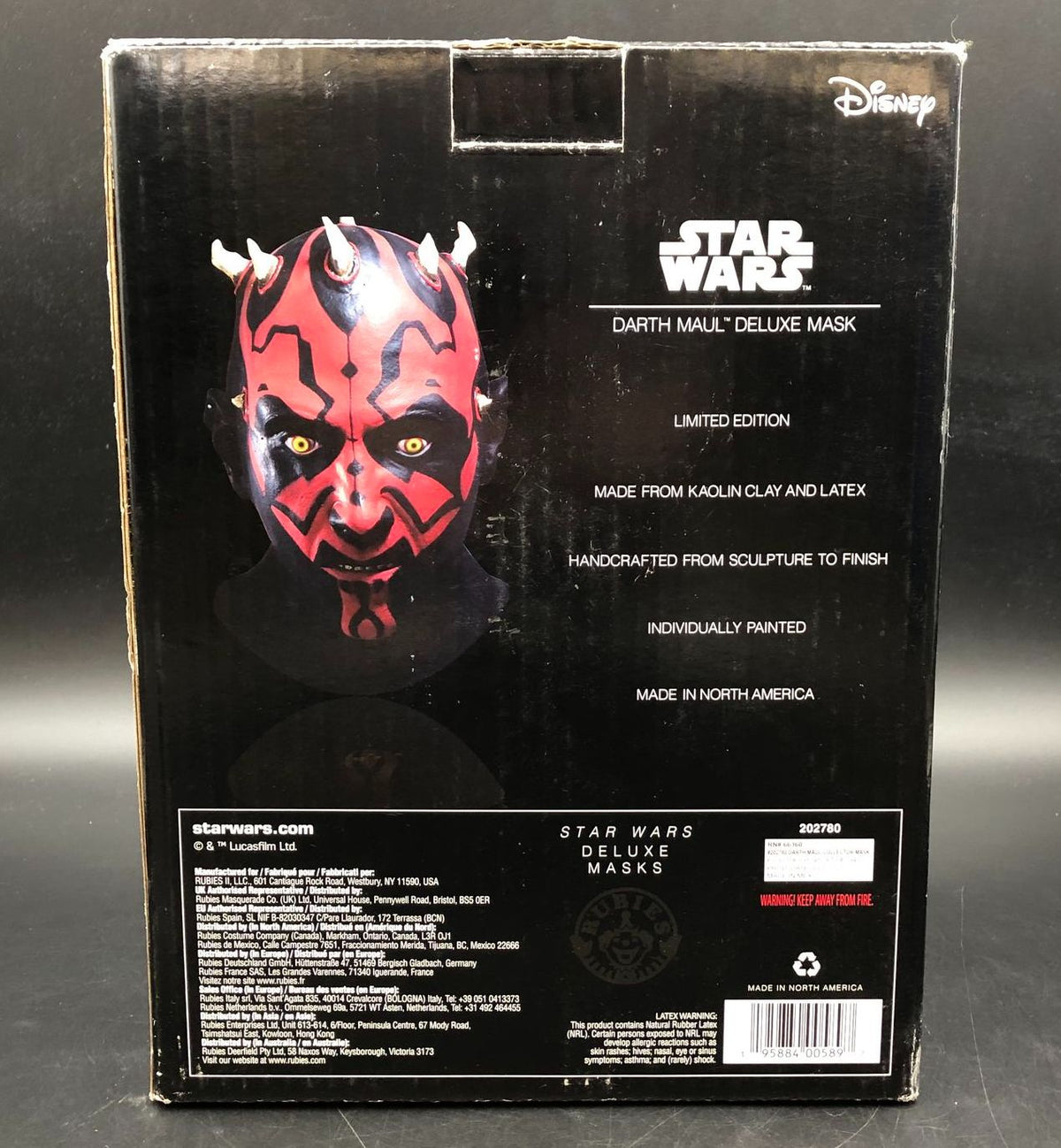 Disney Star Wars The Phantom Menace Deluxe Darth Maul Overhead Mask with Box