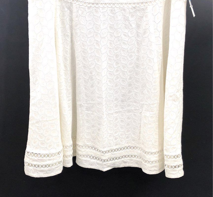 Calvin Klein Women's White Eyelet Cotton Sleeveless Dress Ladder Lace Sz 20W NWT