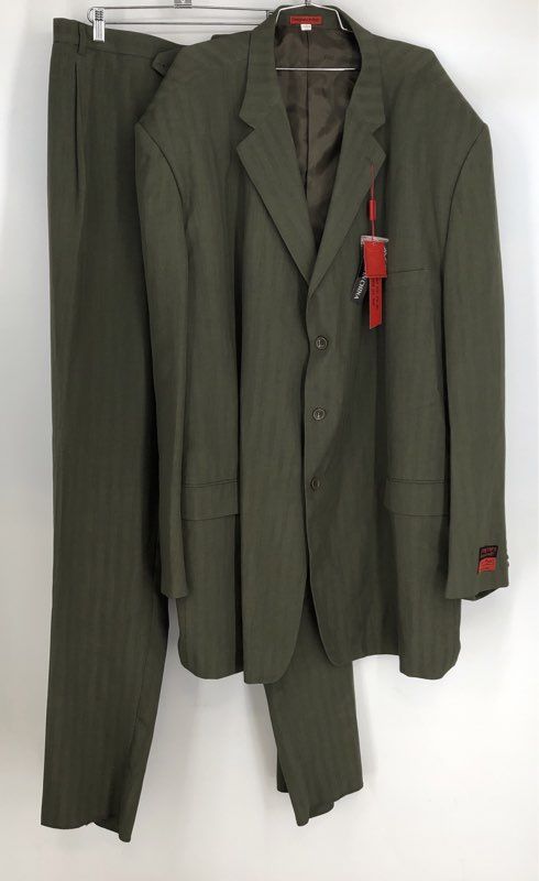 NWT Jean Paul Men&#39;s Olive Green Blazer And Pants 2 Piece Suit Set - Size 32L/W58