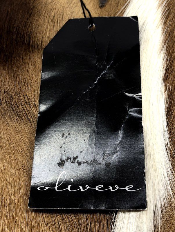 Oliveve Brown Natural Deer Tail Fur Leather Pouch Clutch Bag NWT