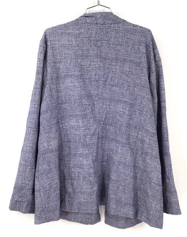 Investments NWT Blue White Textured Stretch Open Front Blazer Jacket Women's 2X