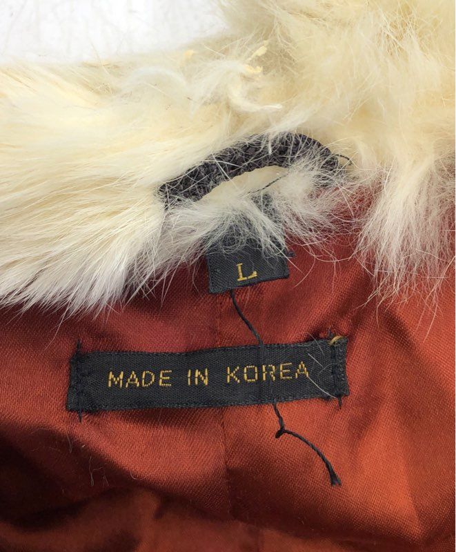 Vintage 70s Patchwork Rabbit Fur Belted Jacket Coat Made in Korea Sz L