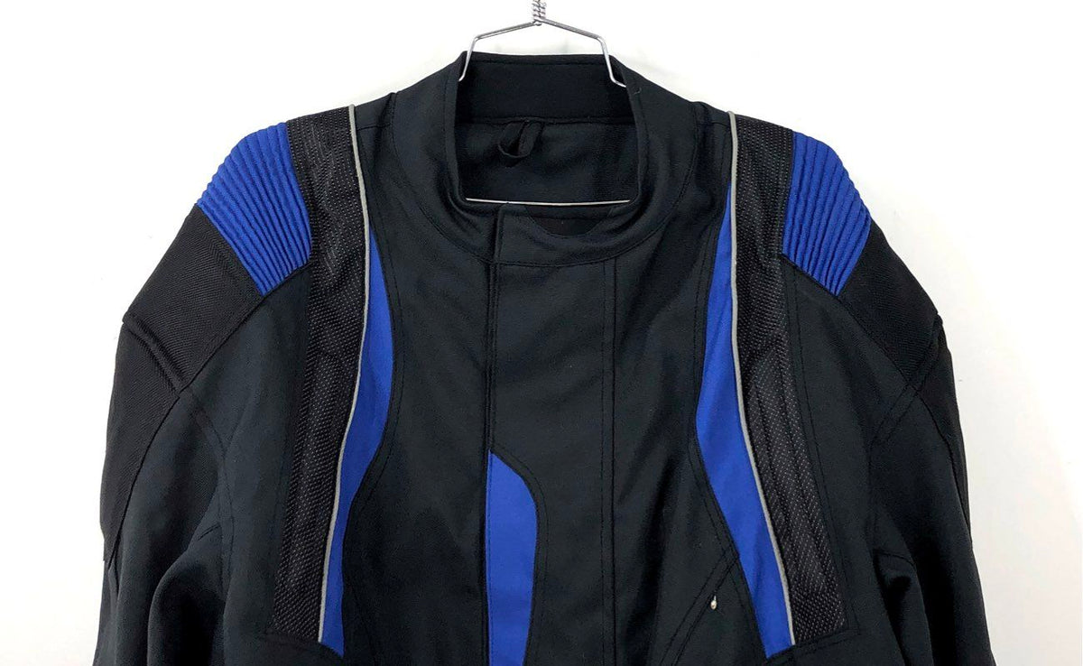 Speedtec Men's Motorcycle Jacket Armored Padded Black Blue Racing Sz 2XL