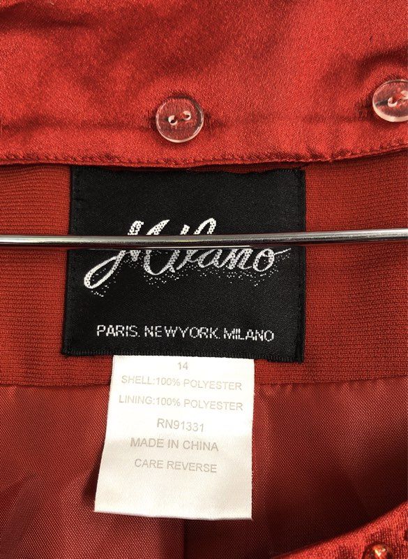J. Milano Women's Rust Beaded Embellished Open Front Tunic Jacket Sz 14 NWT