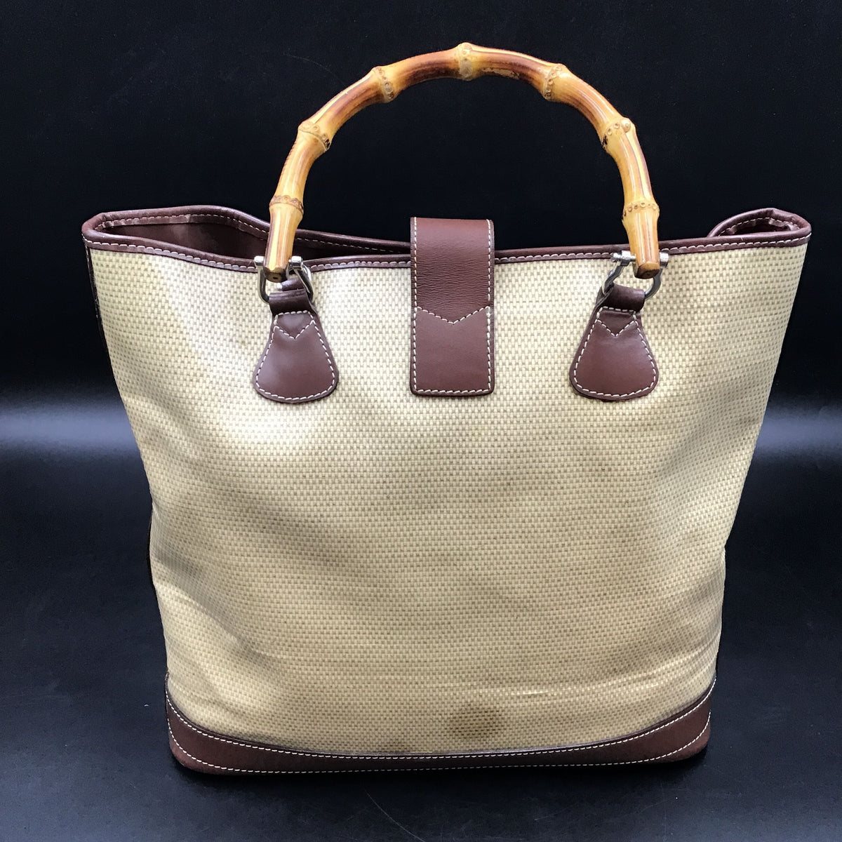 Dooney & Bourke Vintage Tan\Dark Brown 'Bamboo Shopper' Tote Bag (+COA)
