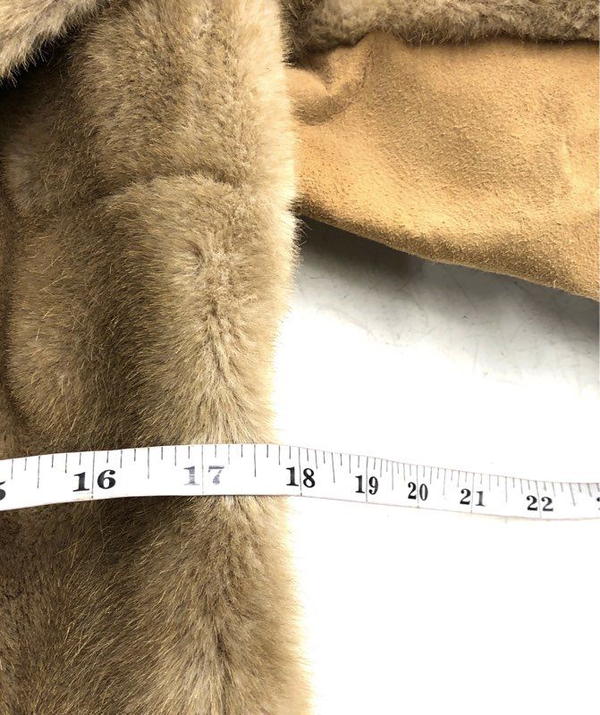 Vintage 70s Lilli Ann Women's Penny Lane Faux Fur Suede Belted Coat Sz S