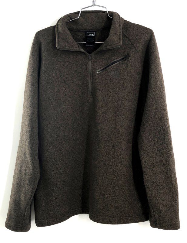 The North Face Men's Gordon Lyons 1/4 Zip Sweater Knit Fleece Pullover Brown L