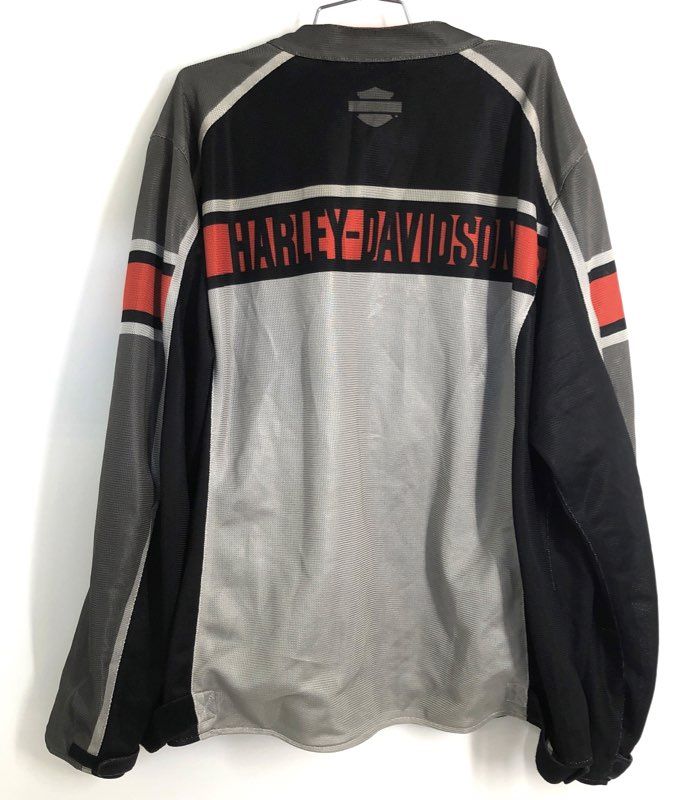Harley-Davidson Mesh Motorcycle Riding Jacket Black Grey Orange Sz 3XL