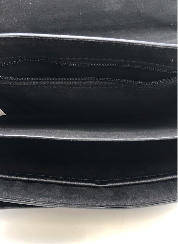 Steve Madden Black PU Leather Flap Satchel Crossbody Bag Gold Hardware