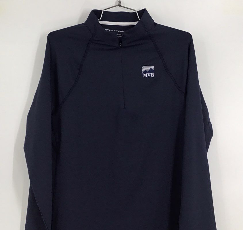 Peter Millar Men&#39;s Navy Blue Long Sleeve 1/4 Zip Golf Pullover Jacket - Size L