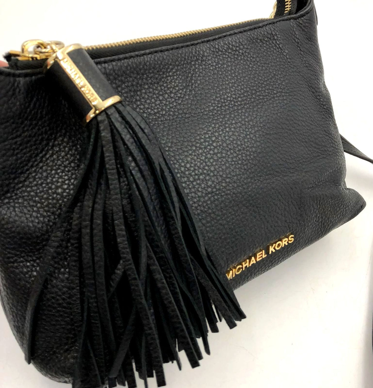 Michael Kors Black Pebbled Leather Crossbody Bag with Gold-Tone Hardware (+COA)