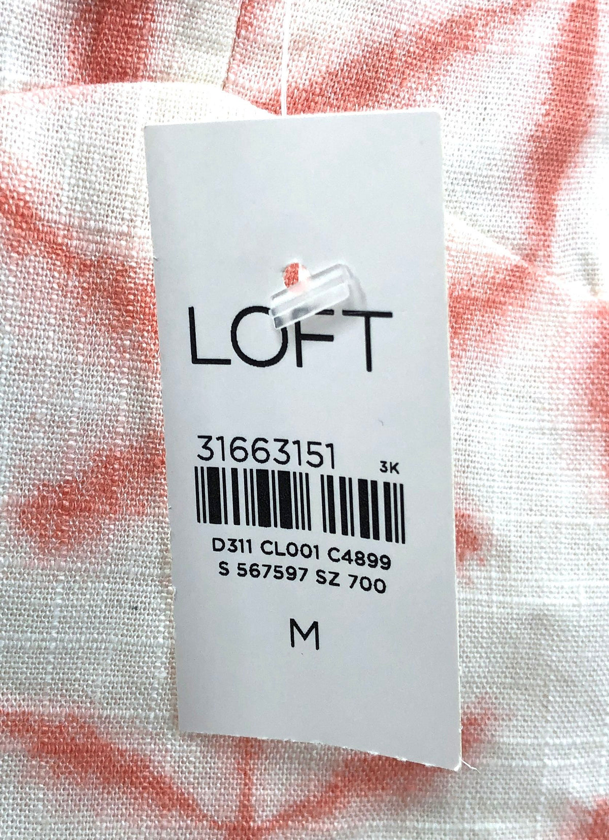 LOFT Women's White Pink Starburst Cami Top Smocked Peplum Linen Rayon NWT Sz M
