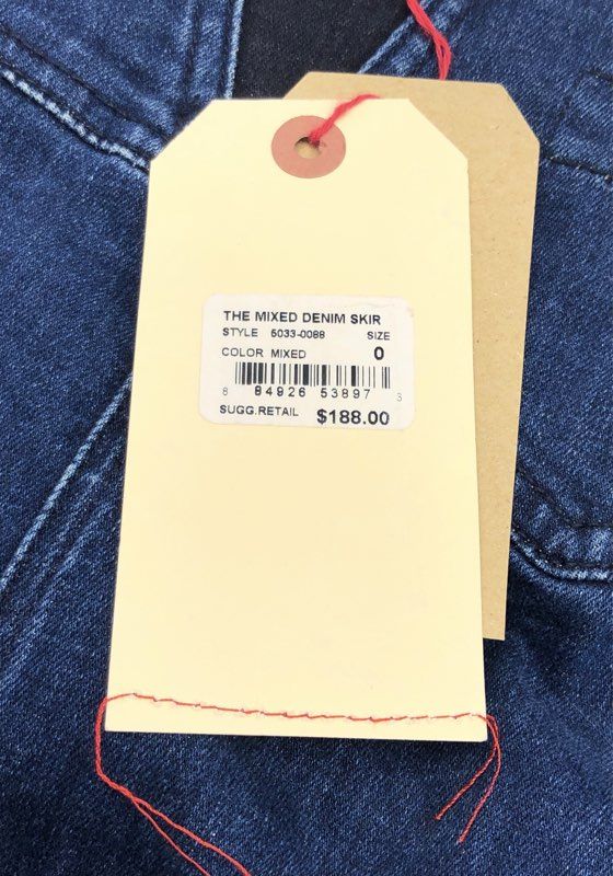 Current/Elliott Women's Dark Blue Mixed Denim Front Zip Skirt NWT Sz 0