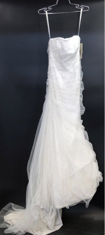 Galina Signature Women's Ivory Strapless Sequin Slim Wedding Dress Gown NWT Sz 4