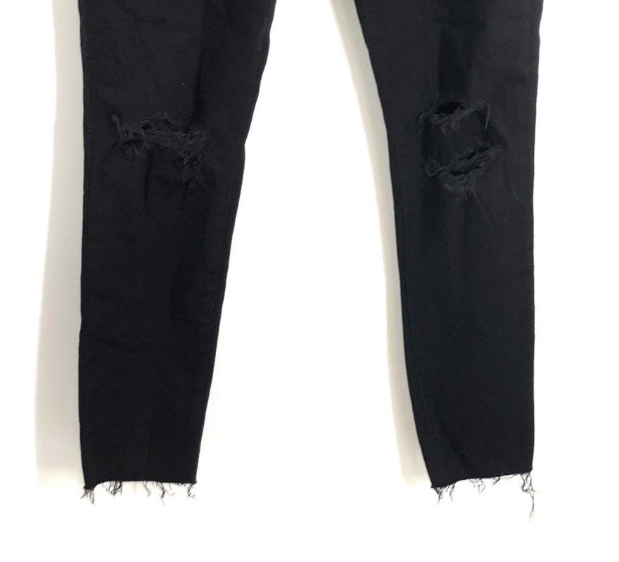 Joe's Jeans Women's Black High Rise Skinny Ankle Distressed Raw Hem Sz 28