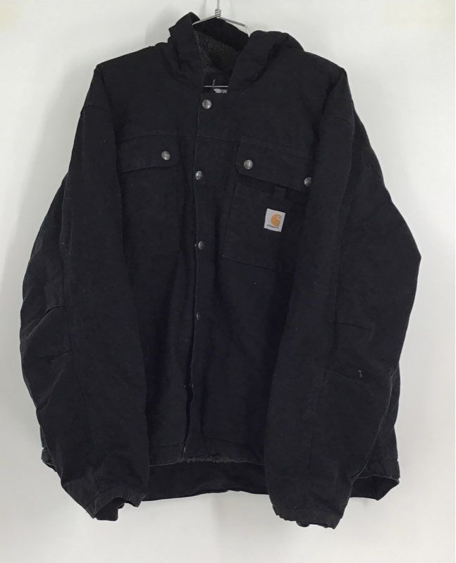 Carhartt Men&#39;s Black Hooded Jacket - Size 2XL