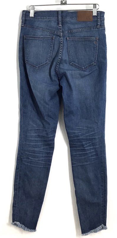 Madewell Women's 10" High-Rise Skinny Jeans Blue Raw Hem Whiskered Sz 27