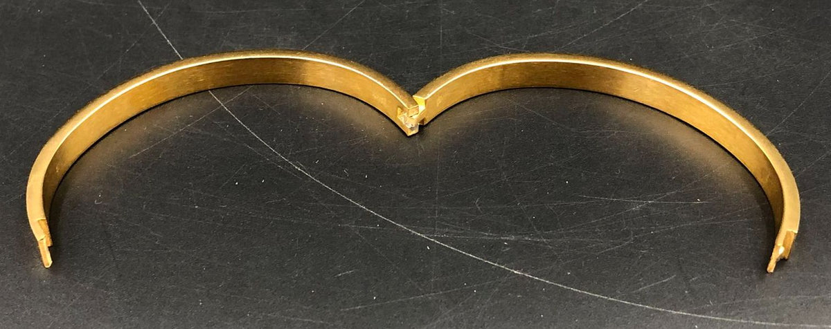 Lot of 2 Gucci Inspired Gold-Tone GG Bangle Bracelets Hinged Web Stripe