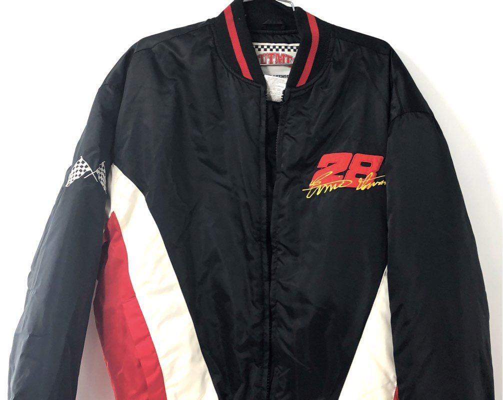 Vintage 90s Nutmeg Ernie Irvan #28 NASCAR Racing Bomber Jacket Sz M