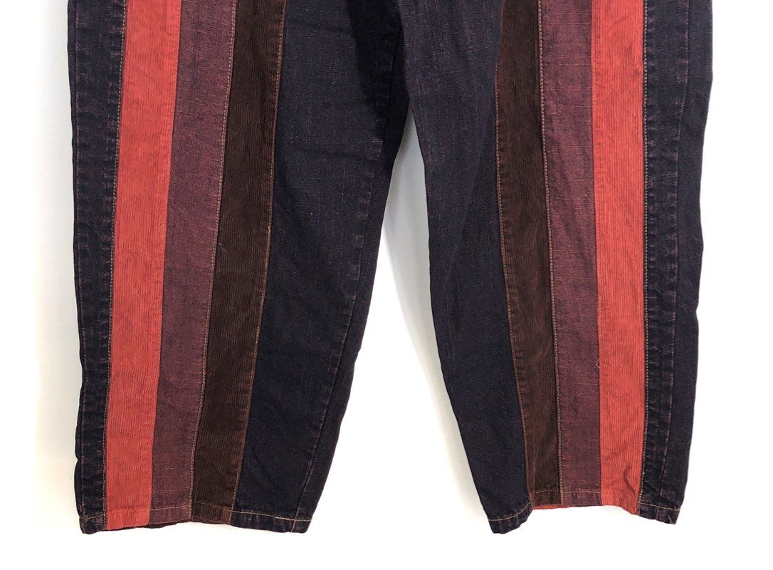 Vintage Y2K Noiz Jeans Striped Panel Baggy Skater Denim Pants Sz 36x32