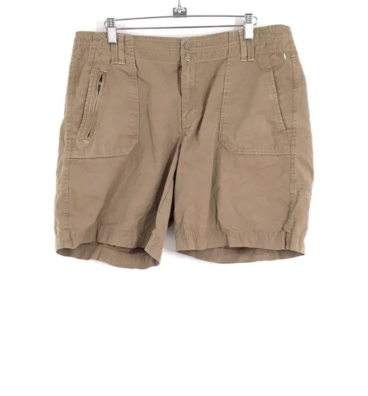 Eddie Bauer Women&#39;s Tan Cotton Blakely Fit Cargo Shorts - Size 12 Lot Of 2