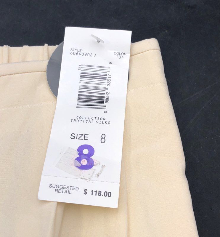 Vintage 90s Liz Claiborne Women's Cream Silk Pleated Tropical Silks Pants NWT 8P