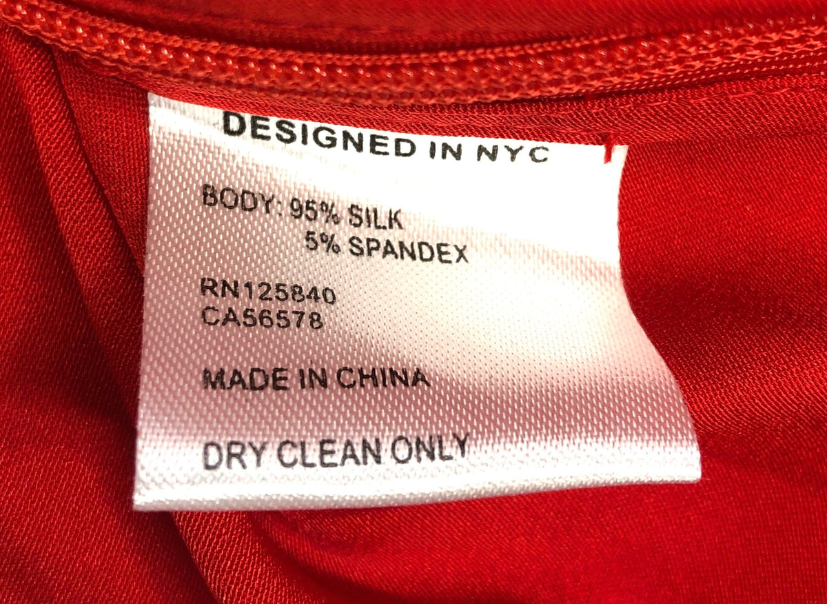Intermix Women's Dawn Knot Front Silk Blouse Red Coral Deep V-Neck NWT Sz 4