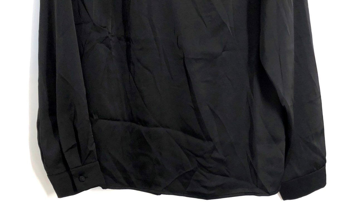 Grace Karin Women's Black Long Sleeve V-Neck Pleated Blouse Top NWT Sz M
