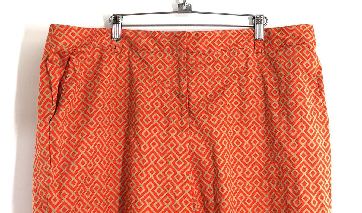 Michael Kors Women's Mandarin Orange Fretwork Geometric Print Shorts Size 18W