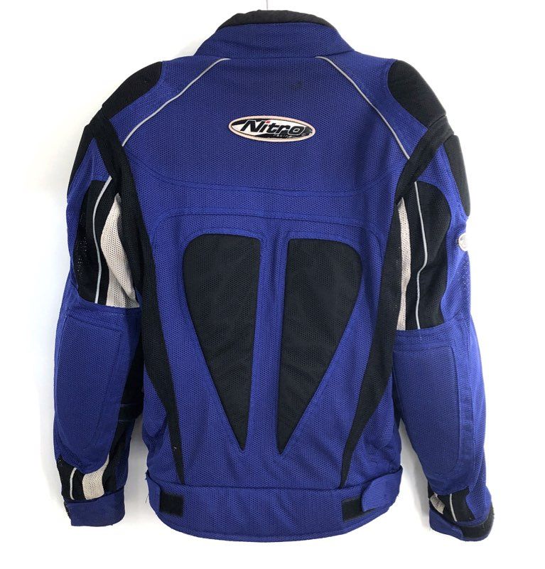 Nitro Racing Blue Black Mesh Armored Motorcycle Riding Jacket Sz S