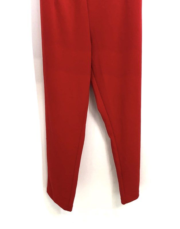 Alexia Admor Women's Red Cowl Neck Off Shoulder Jumpsuit Tapered Leg Sz L NWT