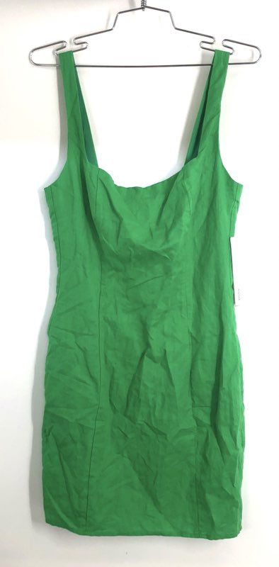 AQUA Women's Green Linen Cotton Blend Sleeveless Mini Dress Sz S NWT