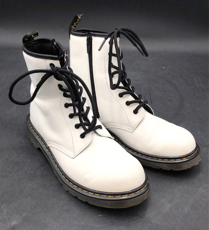 Dr. Martens 1460 Y White Leather 8-Eye Side Zip Ankle Boots Size US 7 / UK 5