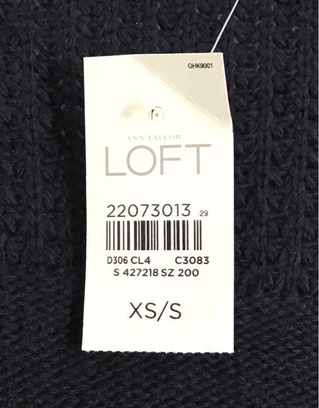 Loft Women's Black Open Front Textured Knit Long Cardigan Sweater NWT Sz XS/S