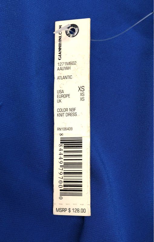Gianni Bini Women's Aaliyah One Shoulder Pleated Atlantic Blue Knit Dress Sz XS