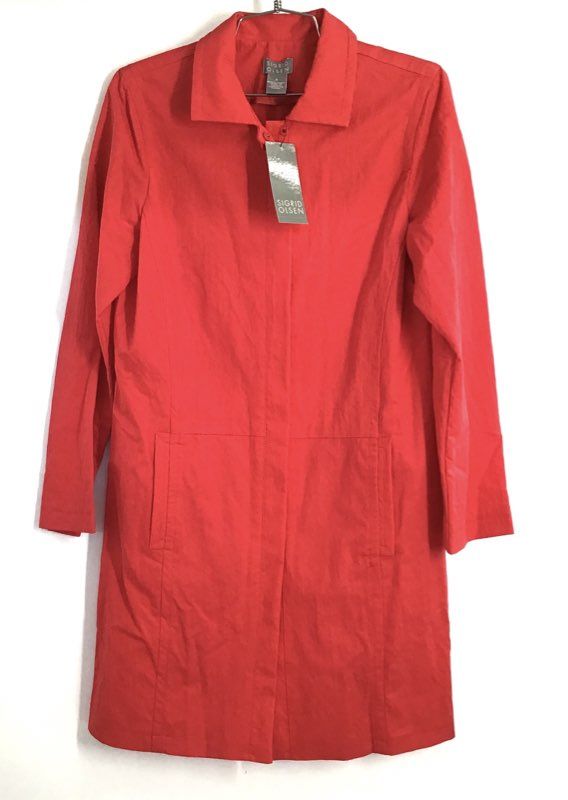 Sigrid Olsen Women's Ribbon Red Asian Accents Cotton Blend Coat Sz S NWT