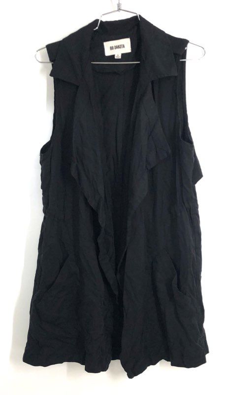 BB Dakota Women's Black Tencel Drape Front Sleeveless Layered Vest Sz S