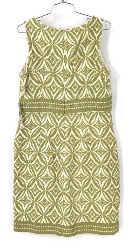 NWT Jones New York Women's Green White Geometric Cotton Sheath Dress - Size 12