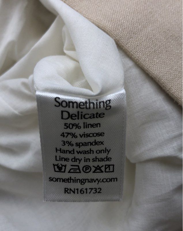 Something Navy Women's Danella Colorblock Linen Blend Blazer White Tan Sz L NWT