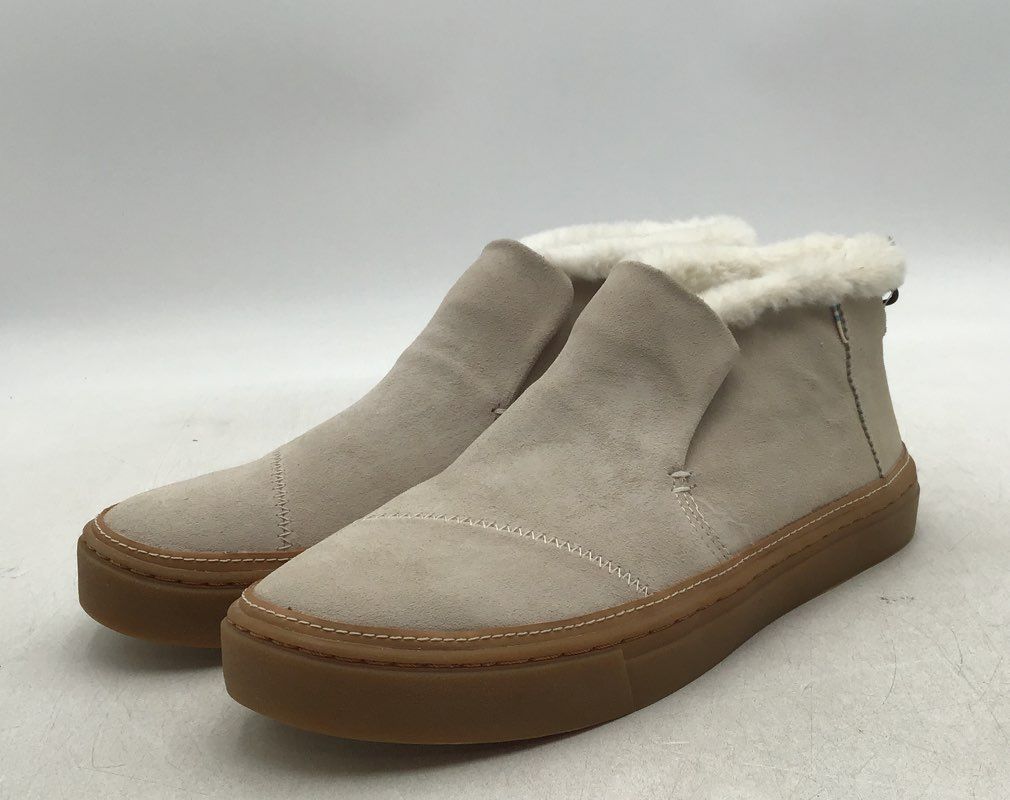 Toms Women&#39;s Beige Round Toe Slip-On Ankle Shearling Boots - Size 9