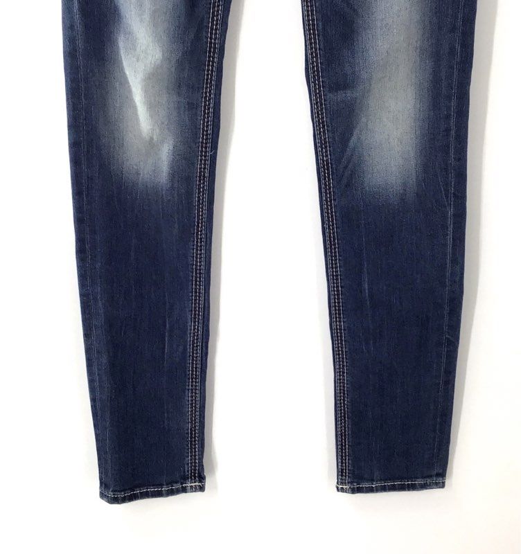Rock Revival Women's Blue Skinny Jeans Embellished Fleur De Lis Pockets Size 27