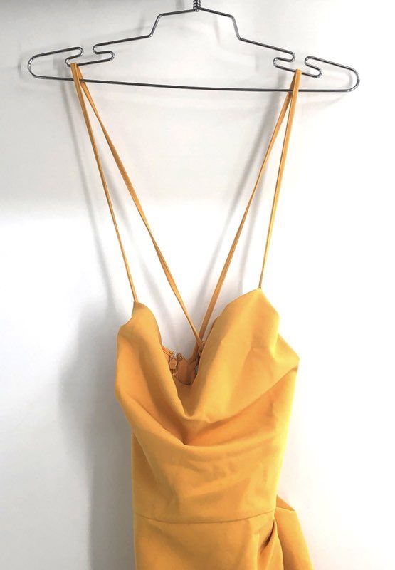 Gianni Bini Women's Miley Crepe Dress Goldfinch Yellow Strappy Mini Sz 6 NWT