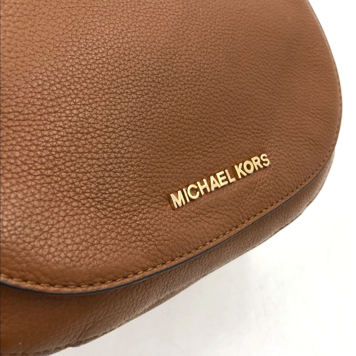 Michael Kors Brown Pebbled Leather Crossbody Bag with Gold-Tone Hardware (+COA)