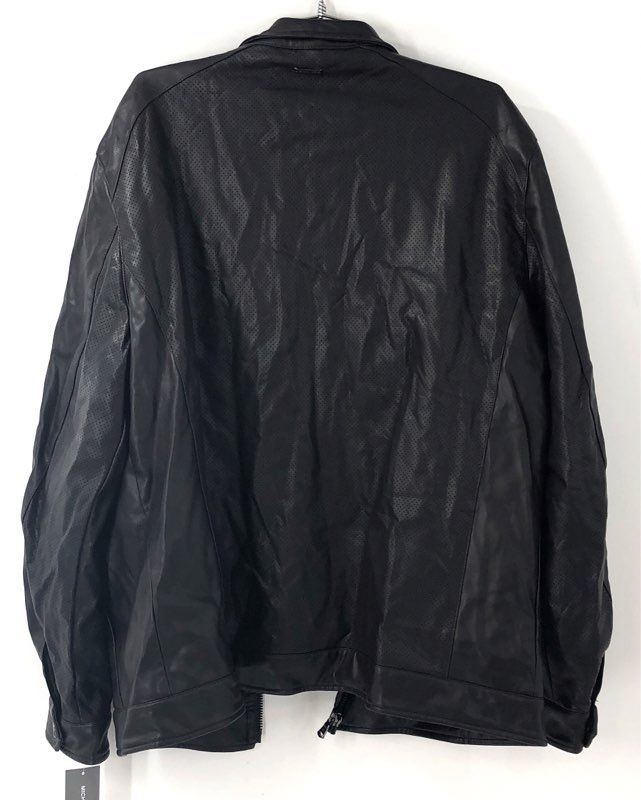 Michael Kors Men's Faux Leather Racer Jacket Espresso Perforated NWT Sz 2XL