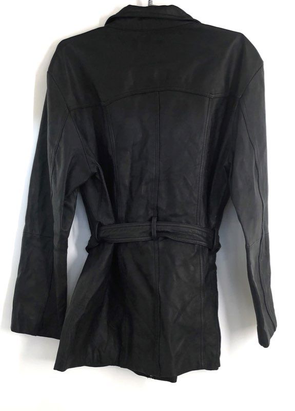 Vintage Y2K Wilsons Leather Pelle Studio Women's Black Belted Leather Jacket XL