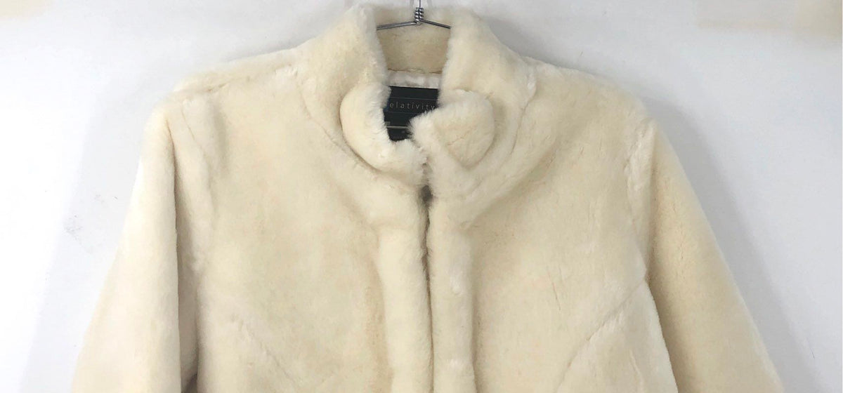 Relativity Women's Ivory Faux Fur Cropped Jacket Bolero Shrug Sz M NWT
