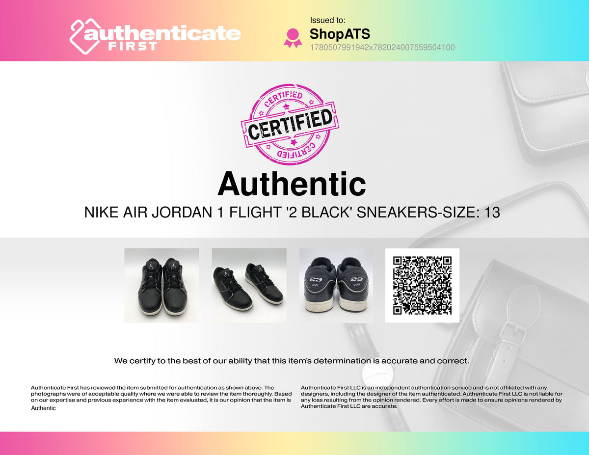Nike Air Jordan 1 Flight '2 Black' Sneakers-Size: 13 (+COA)