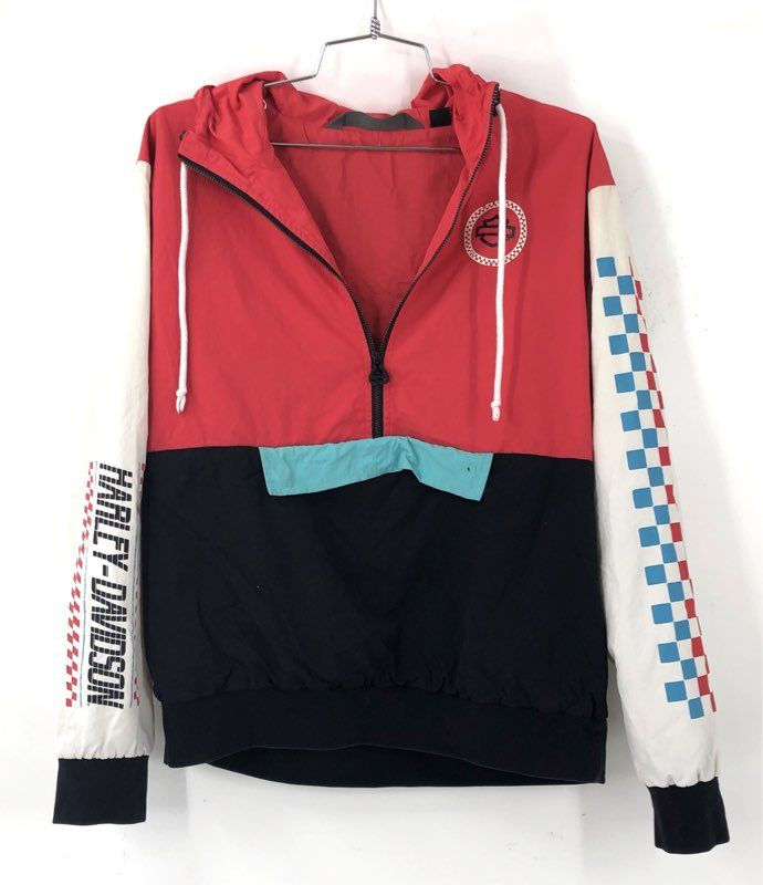 Harley-Davidson Red Colorblock Racing Pullover Anorak Windbreaker Women's M