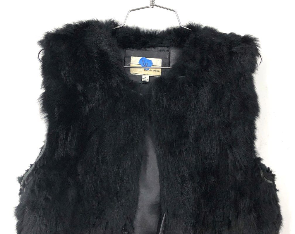 Carrie Allen Women's Black Fur Vest - Size M