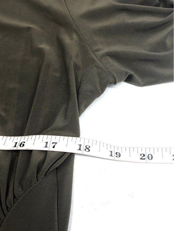 Maison Tara Women's Moss Green Ruched Side Slit Short Sleeve Dress NWT Sz 16